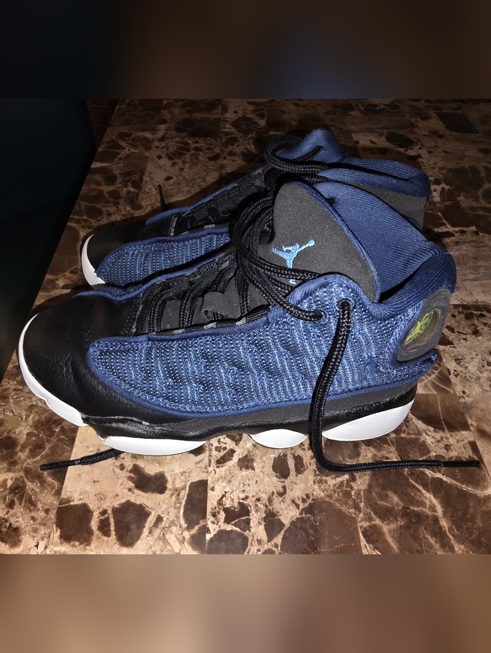 Jordan Kids Size 1Y Blue and Black Mid-Top Basketball Sneakers 414575-500